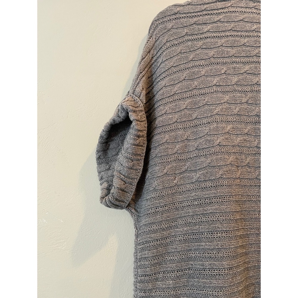 Lane Bryant Gray Cotton Cable Knit Open Front Short Sleeve Cardigan Sweater 18 - Picture 12 of 16
